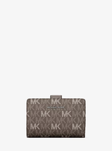 Load image into Gallery viewer, MICHAEL KORS JET SET TRAVEL MEDIUM BIFOLD ZIP COIN WALLET IN SIGNATURE MUSHROOM