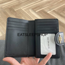 Load image into Gallery viewer, COACH MEDIUM CORNER ZIP WALLET SIGNATURE CANVAS IM/WALNUT/BLACK CW786