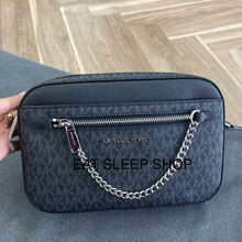 Load image into Gallery viewer, MICHAEL KORS JET SET ITEM LARGE EW ZIP CHAIN CROSSBODY IN SIGNATURE BLACK