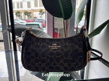 Load image into Gallery viewer, COACH TERI SHOULDER BAG IN LOVED SIGNATURE CANVAS (CDY18 IMBRN) WITH CHARMS IN BROWN