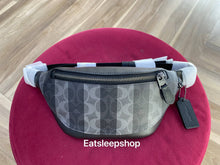 Load image into Gallery viewer, COACH WARREN MINI BELT BAG IN SIGNATURE CANVAS WITH STRIPES (CEB34) IN BLACK GREY