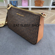 Load image into Gallery viewer, MICHAEL KORS JET SET TRAVEL SMALL CROSSBODY WITH TECH ATTACHED IN SIGNATURE BROWN