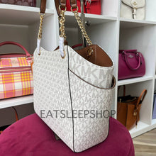 Load image into Gallery viewer, MK JET SET TRAVEL LARGE CHAIN SHOULDER TOTE IN SIGNATURE VANILLA