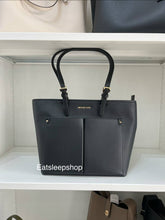 Load image into Gallery viewer, MICHAEL KORS JET SET TRAVEL MEDIUM DOUBLE POCKET TOTE LEATHER IN BLACK