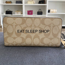 Load image into Gallery viewer, COACH SIGNATURE LONG ZIP AROUND WALLET C4452 IN LIGHT KHAKI/CHALK