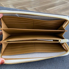 Load image into Gallery viewer, COACH SIGNATURE LONG ZIP AROUND WALLET C4452 IN LIGHT KHAKI/CHALK