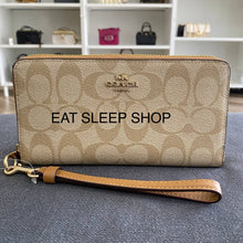 Load image into Gallery viewer, COACH SIGNATURE LONG ZIP AROUND WALLET C4452 IN LIGHTKHAKI/ LIGHT SADDLE