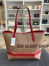 Load image into Gallery viewer, CITY TOTE BAG IN SIGNATURE CANVAS WITH STRIPE (COACH CAL86)