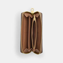 Load image into Gallery viewer, COACH LONG ZIP AROUND WALLET IN SIGNATURE CANVAS IN TAN/BROWN (CW778)