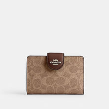 Load image into Gallery viewer, COACH MEDIUM CORNER ZIP WALLET SIGNATURE CANVAS IN TAN BROWN (CW786)