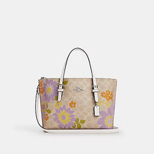 Load image into Gallery viewer, COACH MOLLIE TOTE BAG 25 IN SIGNATURE CANVAS WITH FLORAL PRINT (COACH CBT23) SILVER/SAND MULTI