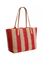 Load image into Gallery viewer, COACH CITY TOTE BAG WITH CHARMS IN RED TAN (CER30)
