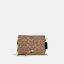 Load image into Gallery viewer, COACH SLIM CROSSBODY BAG IN SIGNATURE CANVAS (COACH CW204) GOLD/TAN/BLACK