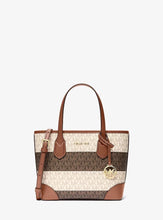 Load image into Gallery viewer, MICHAEL KORS EVA XS STRIPED SIGNATURE CONVERTIBLE TOTE IN VANILLA LUGGAGE