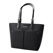 Load image into Gallery viewer, MICHAEL KORS JET SET TRAVEL MEDIUM DOUBLE POCKET TOTE LEATHER IN BLACK