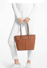 Load image into Gallery viewer, MICHAEL KORS JET SET TRAVEL MEDIUM DOUBLE POCKET TOTE LEATHER IN LUGGAGE