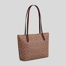 Load image into Gallery viewer, COACH FIONA ZIP TOTE BAG CBT18 IN TAN BROWN
