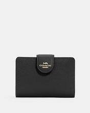 Load image into Gallery viewer, COACH MEDIUM CORNER ZIP WALLET 6390 IN IM/BLACK
