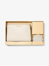 Load image into Gallery viewer, GIFT SET IN LIGHT CREAM : MICHAEL KORS TRISHA MEDIUM LOGO CROSSBODY IN LIGHT CREAM
