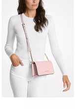 Load image into Gallery viewer, MICHAEL KORS JET SET TRAVEL MEDIUM FULL FLAP CROSSBODY IN SIGNATURE POWDER BLUSH