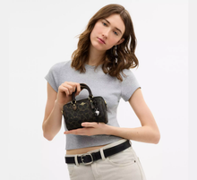 Load image into Gallery viewer, COACH MINI ROWAN CROSSBODY BAG IN LOVED SIGNATURE CANVAS (CDY29 IMBRN) WITH CHARMS IN BROWN