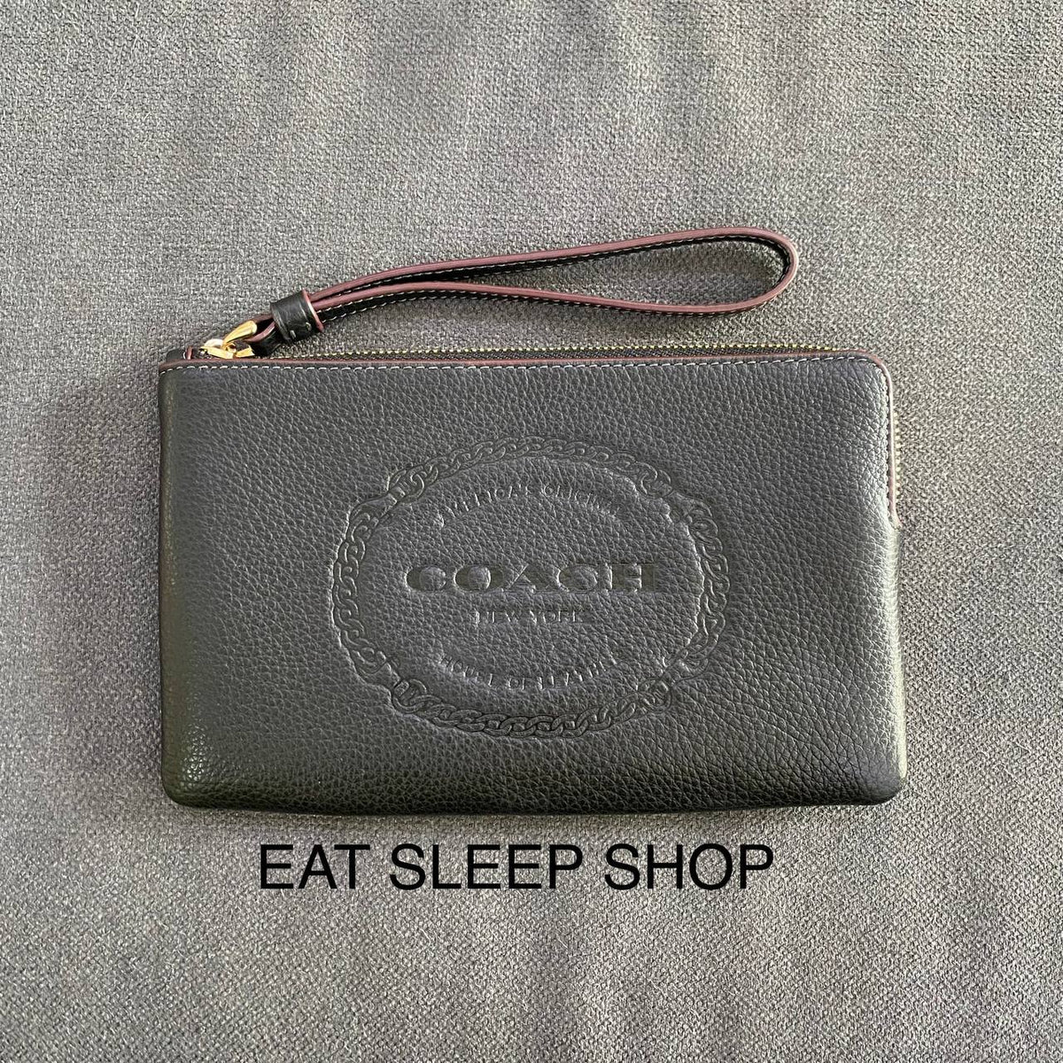 Coach wristlet black and on sale grey