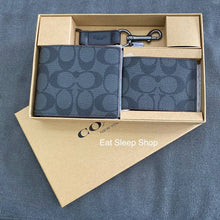 Load image into Gallery viewer, COACH BOXED 3 IN 1 WALLET GIFT SET IN SIGNATURE CANVAS (COACH CS434) BLACK/BLACK/OXBLOOD
