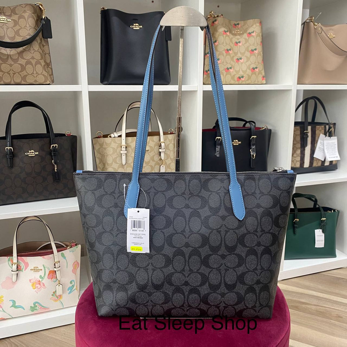 Coach zip top tote in signature canvas hot sale