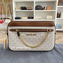 Load image into Gallery viewer, MICHAEL KORS JET SET ITEM LARGE EW ZIP CHAIN CROSSBODY SIGNATURE IN VANILLA