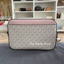 Load image into Gallery viewer, MICHAEL KORS JET SET ITEM LARGE EW ZIP CHAIN CROSSBODY SIGNATURE IN POWDER BLUSH MULTI