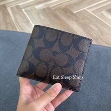Load image into Gallery viewer, COACH COMPACT ID 3IN1 WALLET BLOCKED SIGNATURE MAHOGANY MULTI CR960