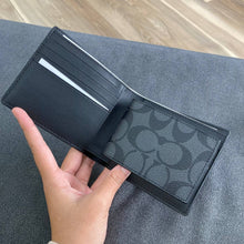 Load image into Gallery viewer, COACH 3-IN-1 WALLET SIGNATURE WITH VARSITY STRIPE 3008 IN CHARCOAL DENIM CHALK