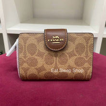 Load image into Gallery viewer, COACH MEDIUM CORNER ZIP WALLET SIGNATURE CANVAS IN TAN BROWN (CW786)
