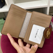 Load image into Gallery viewer, COACH MEDIUM CORNER ZIP WALLET SIGNATURE CANVAS IN TAN BROWN (CW786)