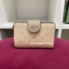 Load image into Gallery viewer, COACH MEDIUM CORNER ZIP WALLET SIGNATURE CANVAS IN SAND TAUPE/SILVER (CW786)
