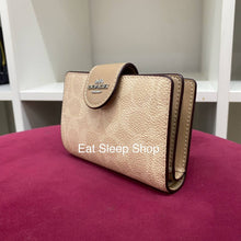 Load image into Gallery viewer, COACH MEDIUM CORNER ZIP WALLET SIGNATURE CANVAS IN SAND TAUPE/SILVER (CW786)