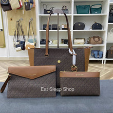 Load image into Gallery viewer, MICHAEL KORS MAISIE LARGE LOGO 3in1 TOTE BAG in SIGNATURE BROWN
