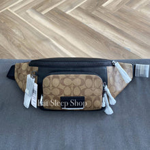 Load image into Gallery viewer, COACH TRACK BELT BAG IN SIGNATURE CANVAS C3765 IN GUNMETAL/KHAKI/BLACK