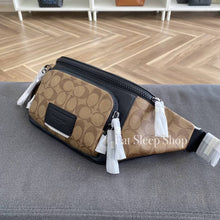 Load image into Gallery viewer, COACH TRACK BELT BAG IN SIGNATURE CANVAS C3765 IN GUNMETAL/KHAKI/BLACK