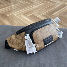 Load image into Gallery viewer, COACH TRACK BELT BAG IN SIGNATURE CANVAS C3765 IN GUNMETAL/KHAKI/BLACK