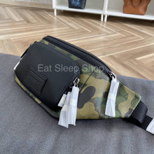 Load image into Gallery viewer, COACH TRACK BELT BAG IN SIGNATURE CANVAS WITH CAMO PRINT CM184 GUNMETAL/GREEN MULTI