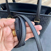 Load image into Gallery viewer, MICHAEL KORS JET SET TRAVEL XS CARRYALL CONVERTIBLE TOP ZIP TOTE IN SIGNATURE BLACK (GOLD HARDWARE)