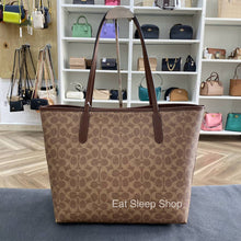 Load image into Gallery viewer, COACH CITY TOTE BAG IN SIGNATURE CANVAS (COACH CV976) GOLD/TAN/BROWN