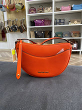 Load image into Gallery viewer, MICHAEL KORS DOVER SMALL HALF MOON CROSSBODY LEATHER IN POPPY