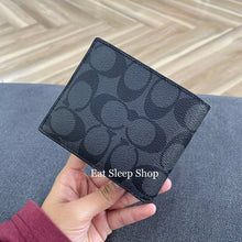 Load image into Gallery viewer, COACH COMPACT ID WALLET IN CR905 IN CHARCOAL/BLACK
