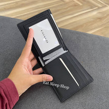 Load image into Gallery viewer, COACH COMPACT ID WALLET IN CR905 IN CHARCOAL/BLACK