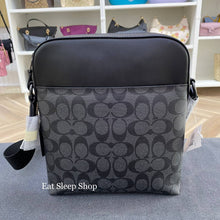 Load image into Gallery viewer, COACH HOUSTON FLIGHT BAG IN SIGNATURE CANVAS 4010 QB/CHARCOAL/BLACK