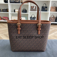 Load image into Gallery viewer, MICHAEL KORS JET SET TRAVEL XS CARRYALL CONVERTIBLE TOP ZIP TOTE IN SIGNATURE BROWN