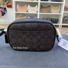 Load image into Gallery viewer, COACH MINI JAMIE CAMERA BAG C9926 IN SIGNATURE CANVAS WALNUT BLACK