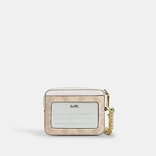 Load image into Gallery viewer, ZIP CARD CASE IN SIGNATURE CANVAS (COACH CW883) GOLD/SAND/CHALK
